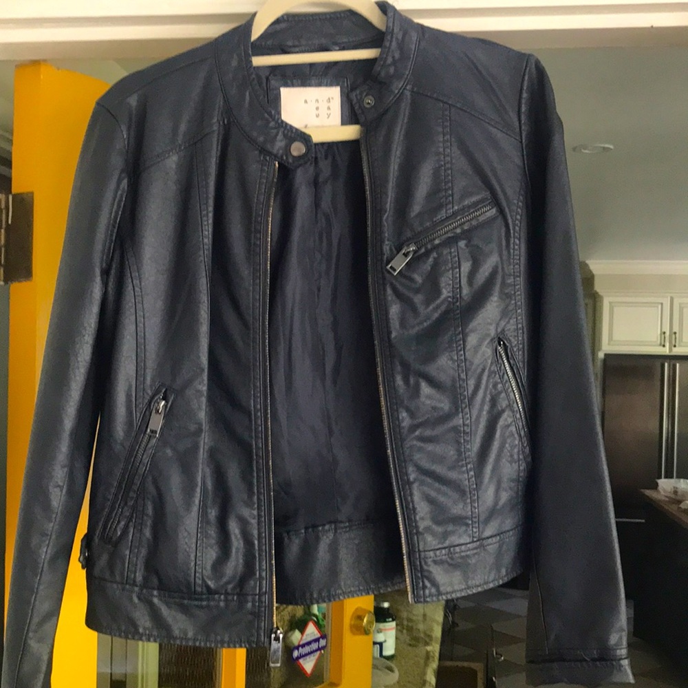 Vegan leather navy blue Small jacket